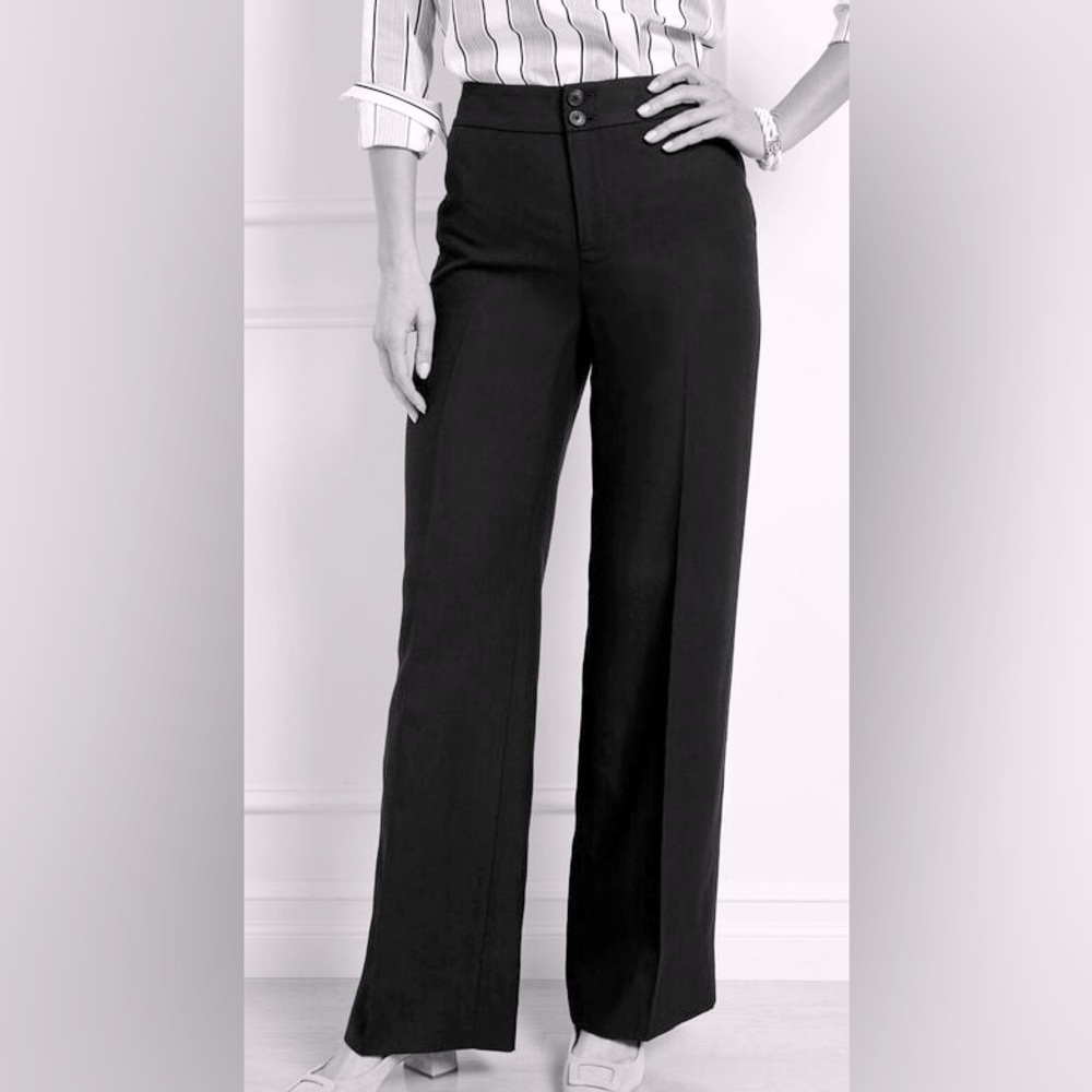 Talbots Classic Women’s Flat Front Black Trousers Pants Polyester Blend Size 8